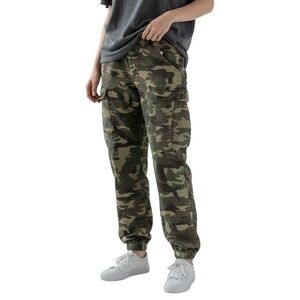 Camo Cargo Jogger Pants - Olive Green